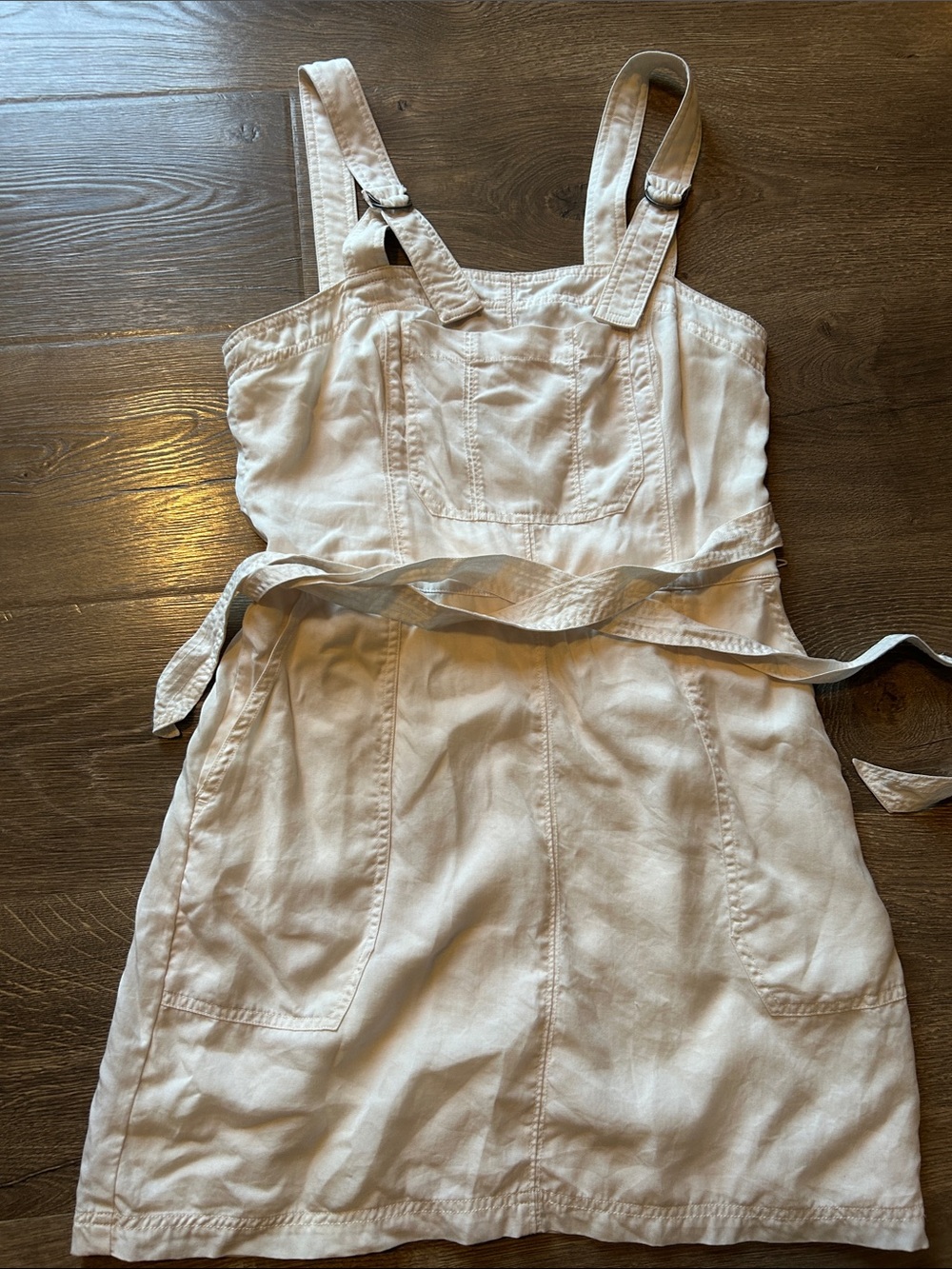 Abercrombie & Fitch Cream Tie-Waist Pinafore Dress